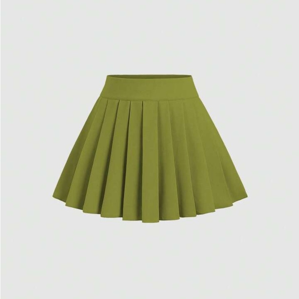 Elegant Olive Green Skater Skirt